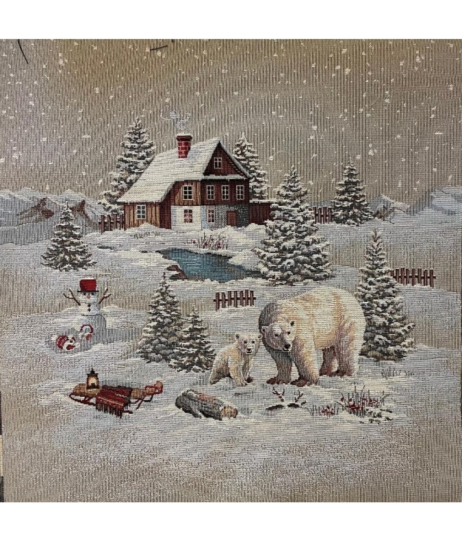 carré, jacquard, coussin, sac, lutin, noël