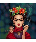 Carré -Frida et singe