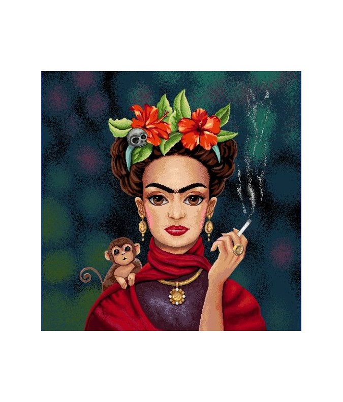 Carré -Frida et singe Carré -Frida et singe