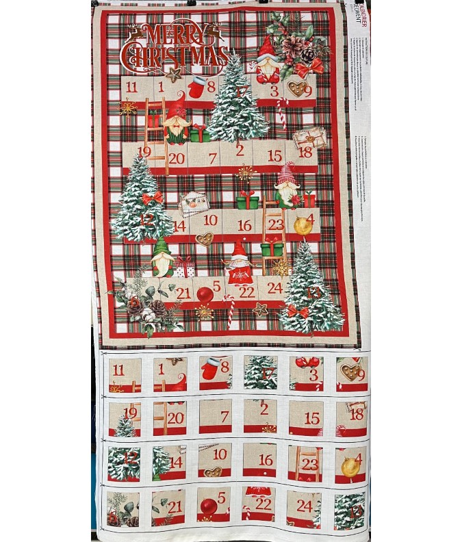 Panneau - Calendrier de l'avent Gnomes fond ecossais Panneau - Calendrier de l'avent Gnomes fond ecossais