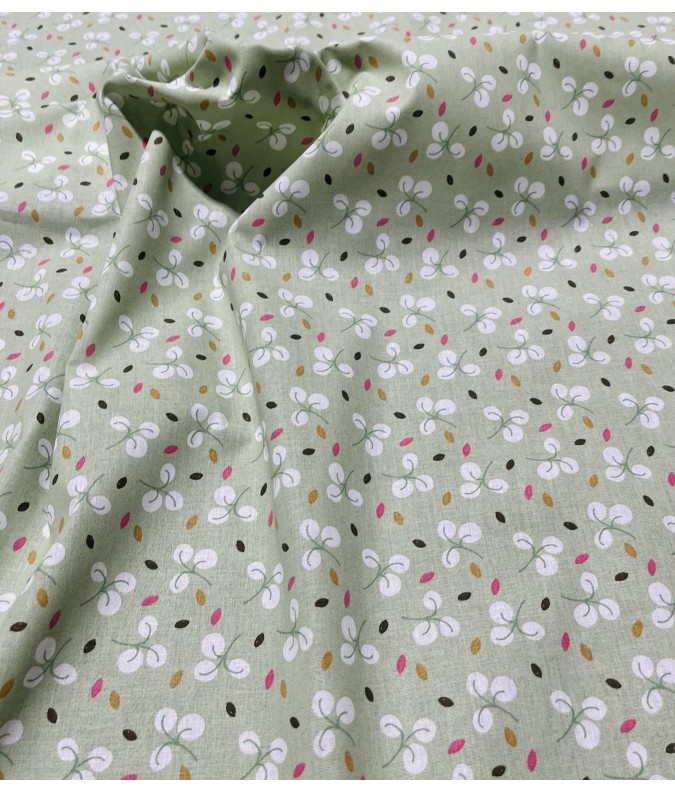 Coton 150 -Fleurs fond amande. Coton 150 -Fleurs fond amande.