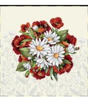Carré -Bouquet coquelicot marguerite