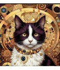 Carré-chat stylisé noir avec lurex
