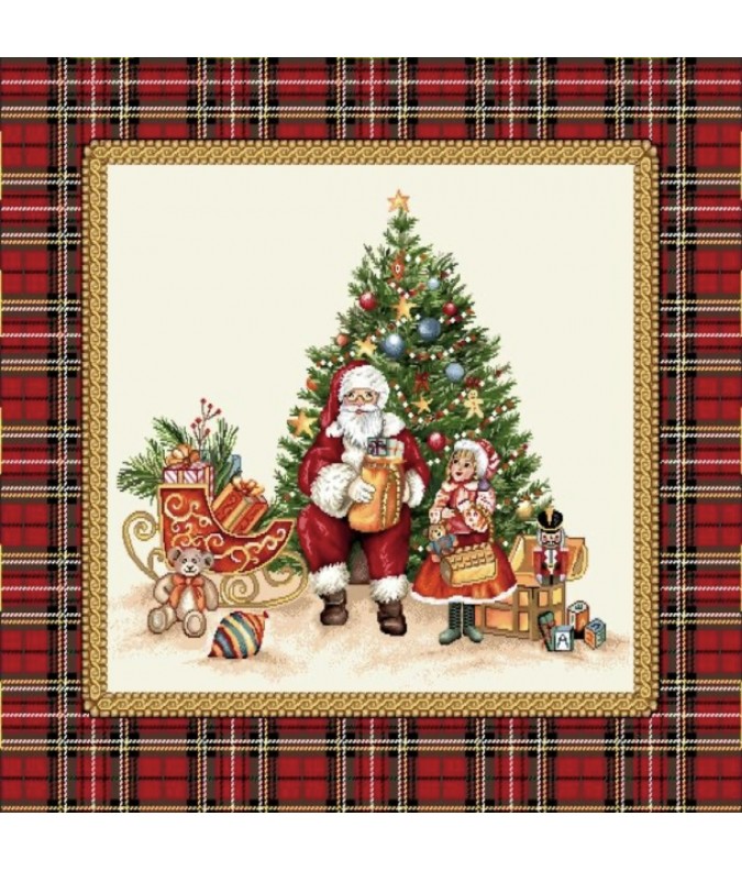 Carre-Père Noël cadre écossais Carre-Père Noël cadre écossais