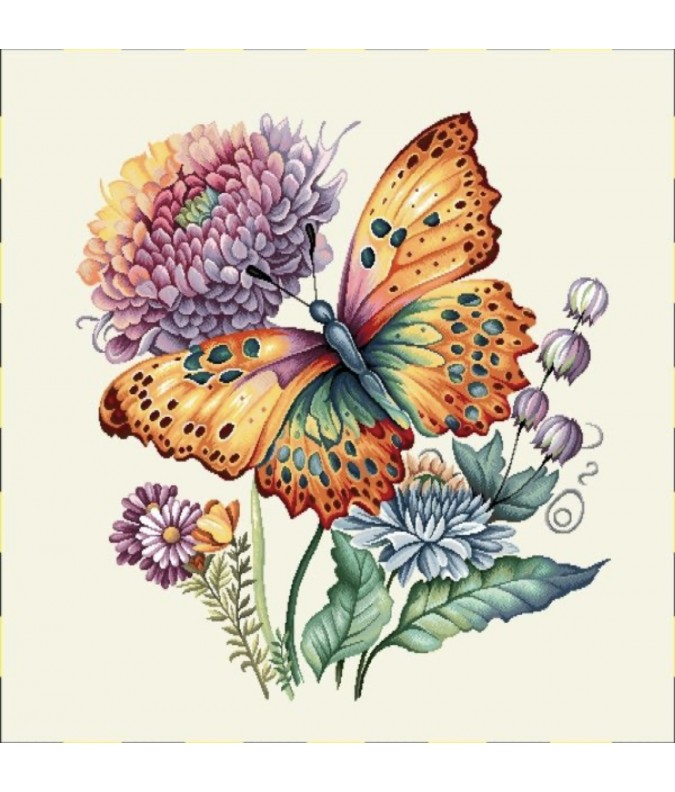 Carre-bouquet et papillon arc en ciel Carre-bouquet et papillon arc en ciel