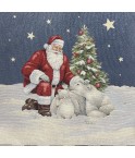 Carre-Père Noël ,sapin et la famille d’ours