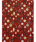 Motifs boules de noël doré fond rouge