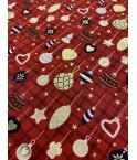 Motifs boules de noël doré fond rouge