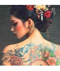 Carré  velours Japonaise Tatouage