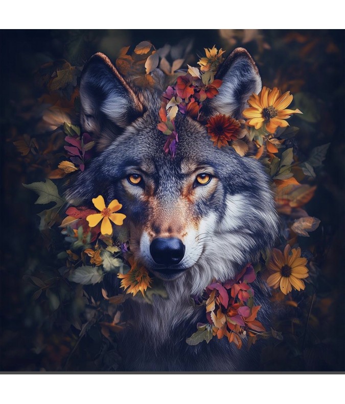 Carré  velours-  loup fleurs