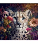 Carré  velours- léopard fleurs