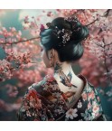 Carré  velours- japonaise tatoo oiseaux