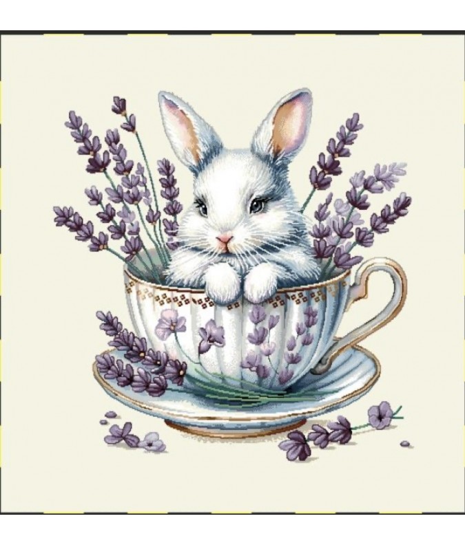 Carré - Lapin tasse lavande