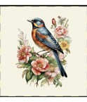 Carré - Oiseau et fleurs