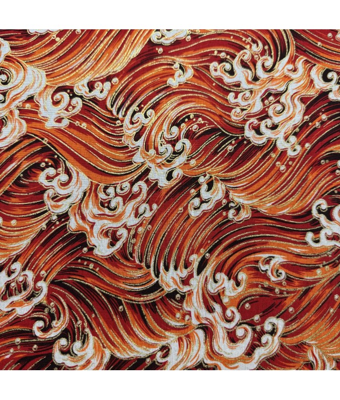 Coton 150 - Japonais vague rouge