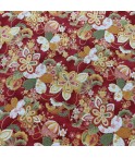 Coton 150 - Japonais grosses fleurs fond rouge