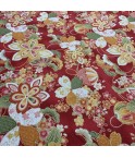 Coton 150 - Japonais grosses fleurs fond rouge