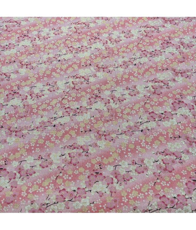 Coton 150 - Japonais fleurs dégradé rose