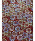 Coton 150 - Japonais couronne de fleurs fond rouge