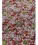 Coton 150 - Japonais couronne de fleurs fond rouge