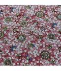 Coton 150 - Japonais fleurs et papillons fond rose