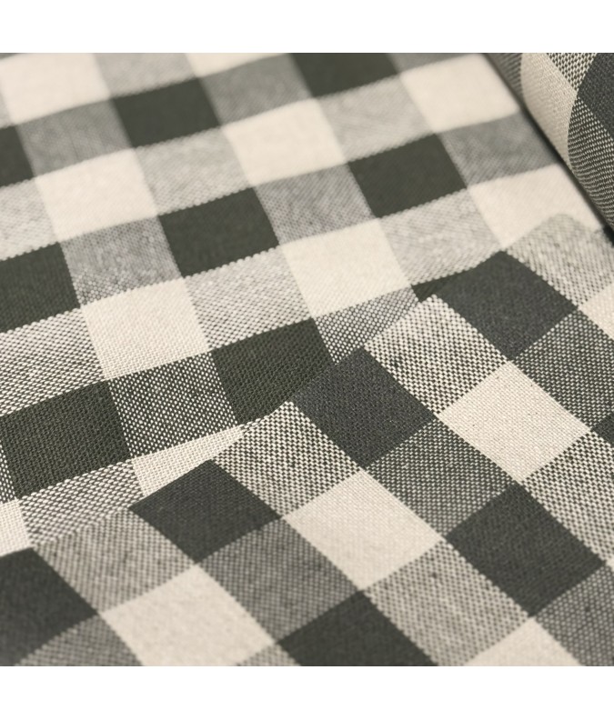 Coton enduit - vichy kaki