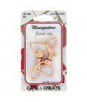 Mousquetons métal 25mm cuivre rosé.