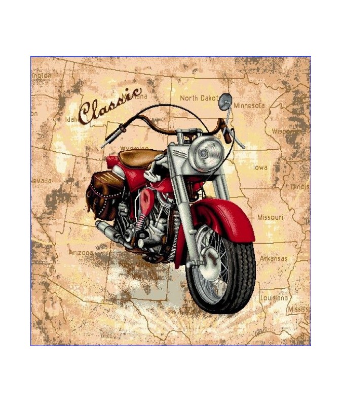 Coussin motif moto américaine vintage - La Boutique