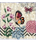 CARRÉ - Fleurs et papillons