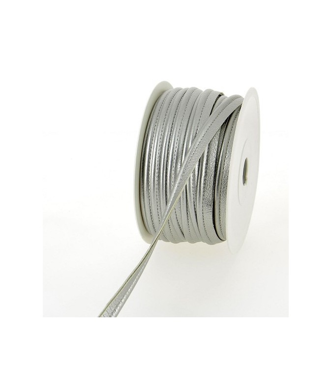 Mercerie - Passepoil simili cuir argenté 10mm Mercerie - Passepoil simili cuir argenté 10mm