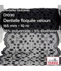 Mercerie - Dentelle floquée velours noir 175mm