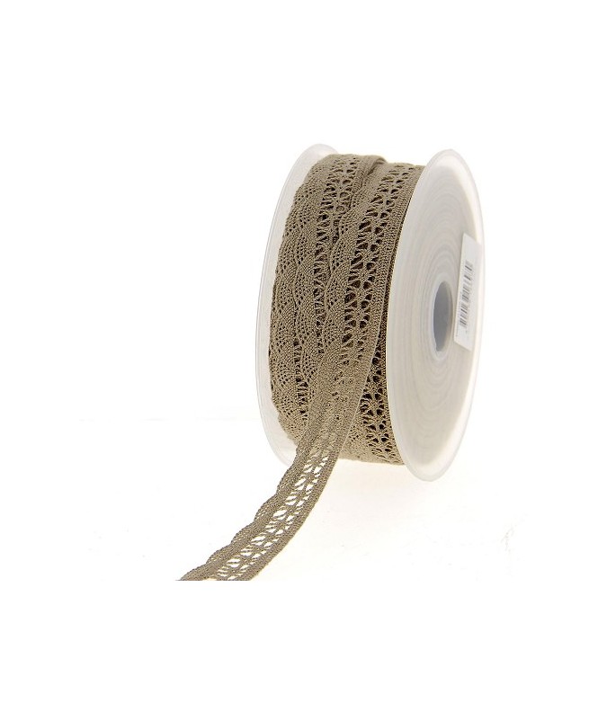 Mercerie - Dentelle coton marron claire 20mm Mercerie - Dentelle coton marron claire 20mm