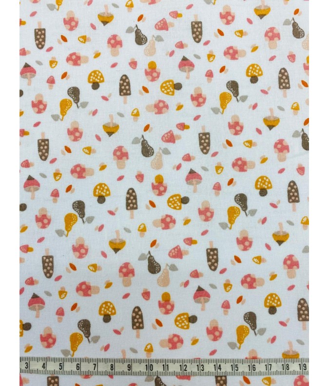 Coton 150 - Champignons et poires Coton 150 - Champignons et poires