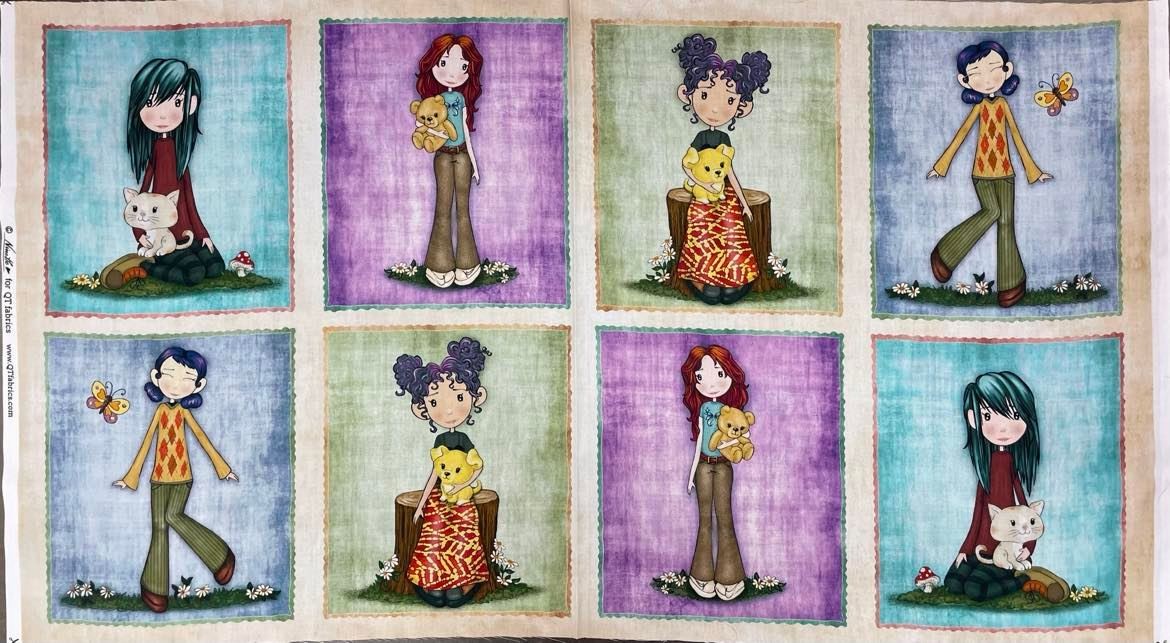 Coloriage Vintage Filles au Jardin dessin gratuit à imprimer